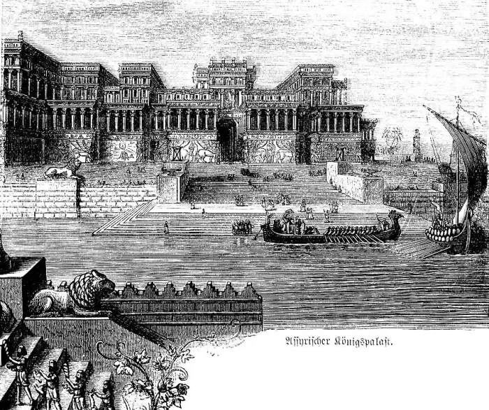 Framed Print : Assyrian royal palace, magnificent architecture
