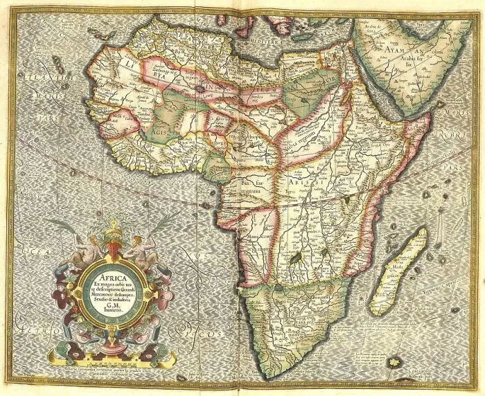 Framed Print : Atlas, map from 1623, Africa, digitally restored reproduction from an engraving by Gerhard Mercator