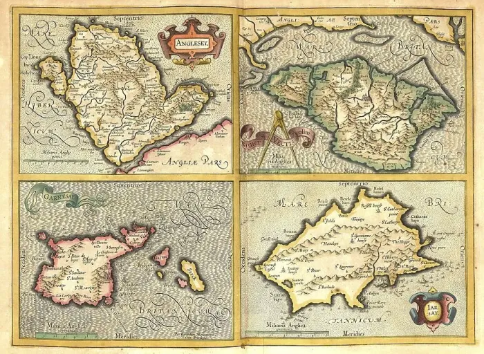 Framed Print : Atlas, map from 1623, Anglesey Island in Wales