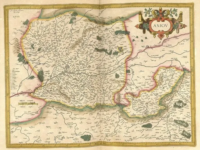 Framed Print : Atlas, map from 1623, Aniov, Pays de Loire Framed Print : Atlas, map from 1623, Aniov, Pays de Loire