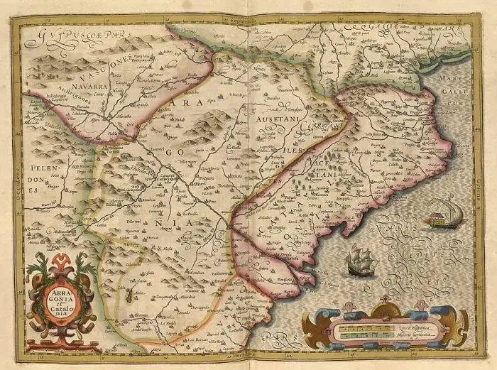 Framed Print : Atlas, map from 1623, Aragon and Catalonia