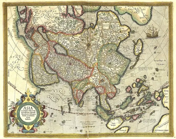 Framed Print : Atlas, map from 1623, Asia with India
