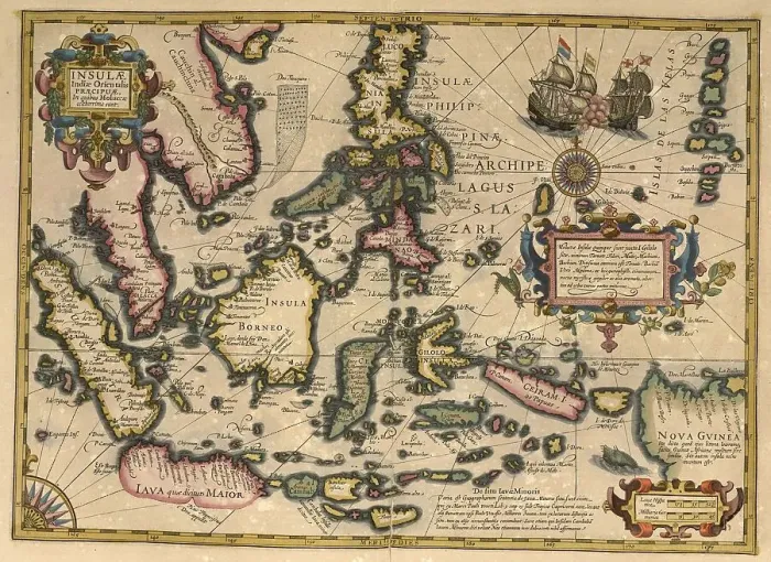 Framed Print : Atlas, map from 1623, Asia, Islands