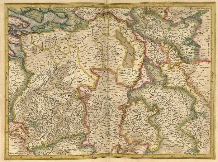 Framed Print : Atlas, map from 1623, Brabant, Belgium