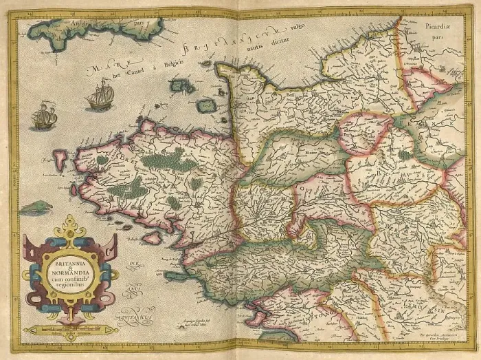 Framed Print : Atlas, map from 1623, Brittany and Normandy Framed Print : Atlas, map from 1623, Brittany and Normandy