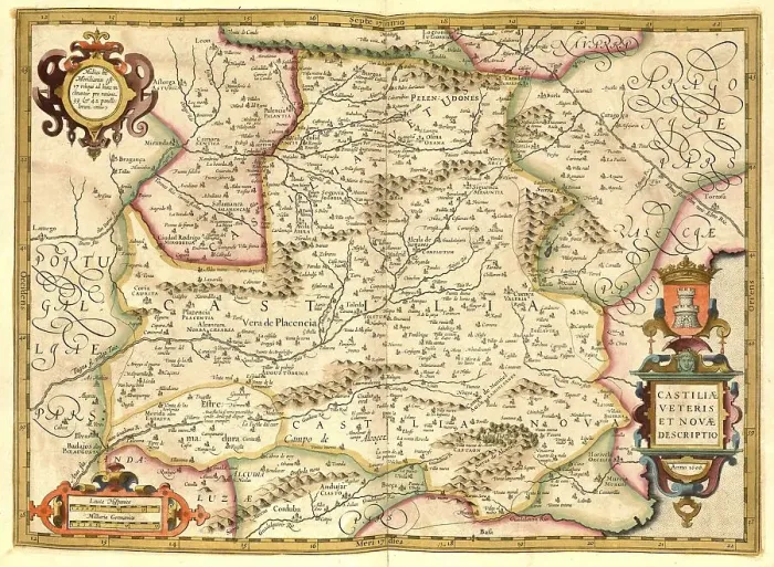 Framed Print : Atlas, map from 1623, Castile, Spain Framed Print : Atlas, map from 1623, Castile, Spain