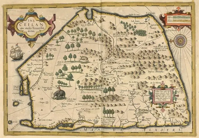 Framed Print : Atlas, map from 1623, Ceilan, Ceylon Framed Print : Atlas, map from 1623, Ceilan, Ceylon