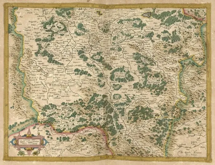 Framed Print : Atlas, map from 1623, centre, France