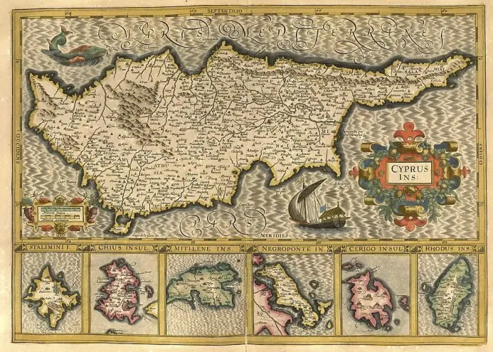 Framed Print : Atlas, map from 1623, Cyprus, digitally restored reproduction from an engraving by Gerhard Mercator Framed Print : Atlas, map from 1623, Cyprus, digitally restored reproduction from an engraving by Gerhard Mercator