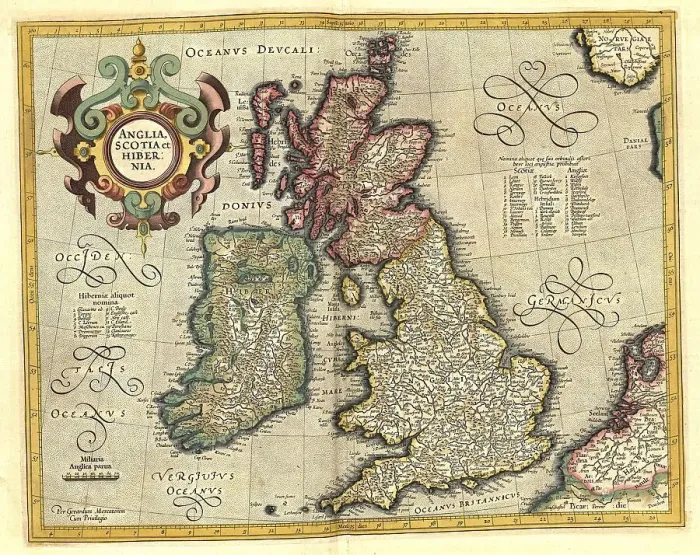 Framed Print : Atlas, map from 1623, England, Great Britain