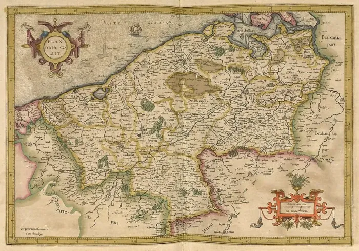 Framed Print : Atlas, map from 1623, Flanders Framed Print : Atlas, map from 1623, Flanders