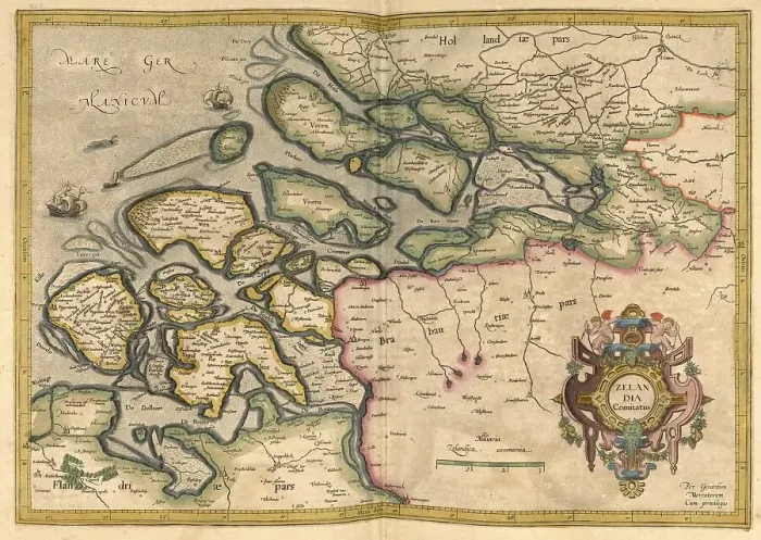 Framed Print : Atlas, map from 1623, Holland, Belgium