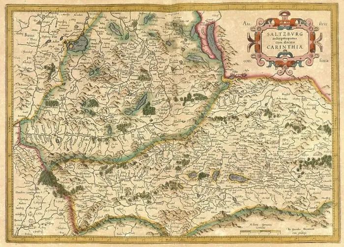 Framed Print : Atlas, map from 1623, Salzburg and Carinthia