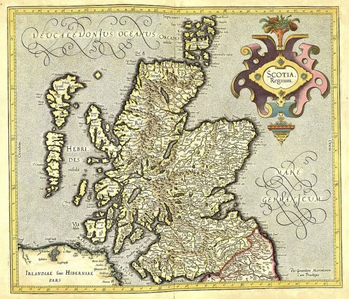 Framed Print : Atlas, map from 1623, Scotland
