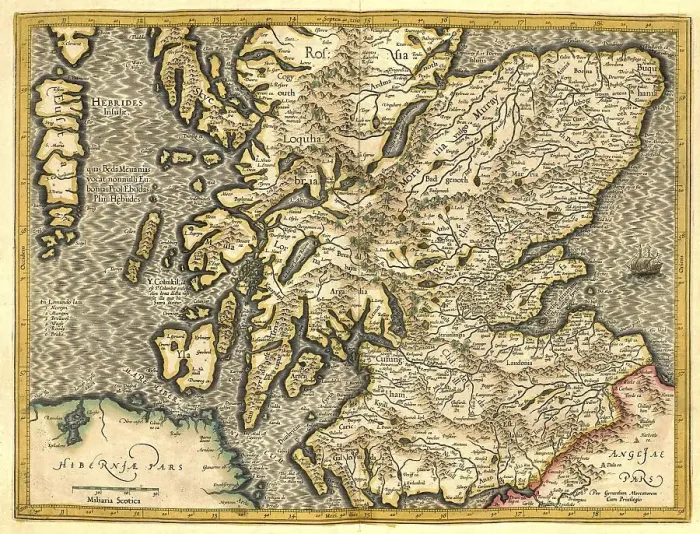 Framed Print : Atlas, map from 1623, Scotland and the Hebrides