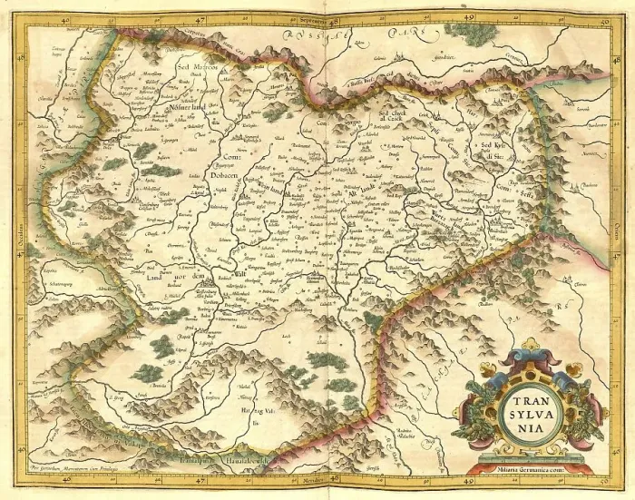 Framed Print : Atlas, map from 1623, Transylvania Framed Print : Atlas, map from 1623, Transylvania