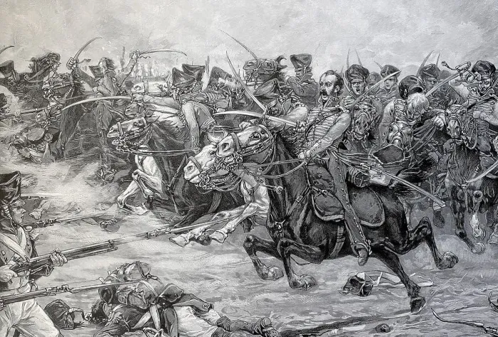 Framed Print : Attack of the Brandenburg Hussars at Moeckern