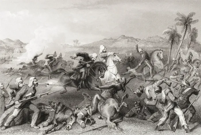 Framed Print : Attack on Sealkote mutineers by General Nicholson's irregular cavalry, India, Asia, 1857, Asia