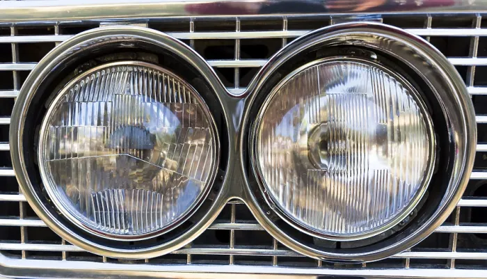 Framed Print : Detail of an attique car at a retro car parade