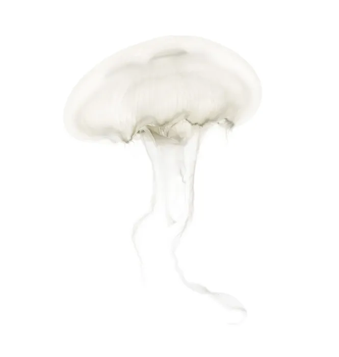 Framed Print : Aurelia aurita also called the common jellyfish against white background