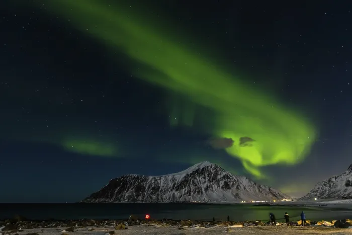 Framed Print : Aurora Borealis, Skagsanden, Flakstad