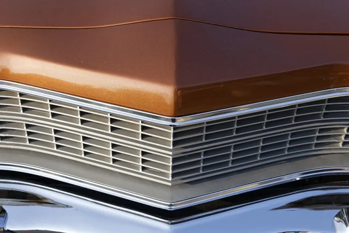 Framed Print : Automobile, front grill of a vintage car