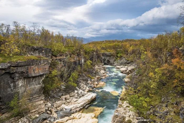 Framed Print : Autumn in Abisko canyon, Abisko National Park