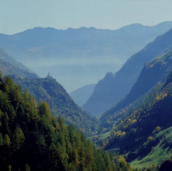 Framed Print : Autumn fog in the Schnals Valley