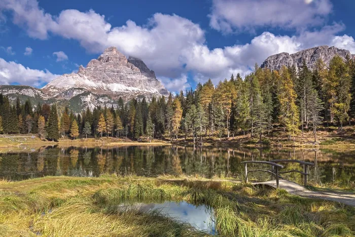 Framed Print : Autumn at Lake Antorno under the Three Peaks
