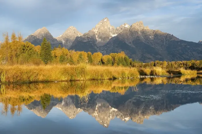 Framed Print : Autumn landscape with Grand Teton Range mountains