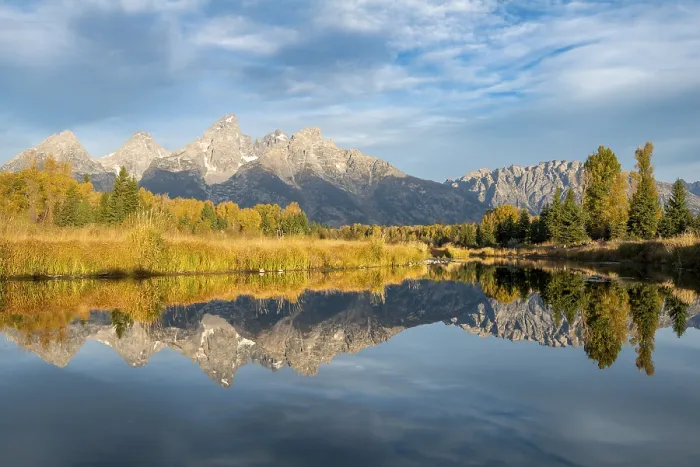 Framed Print : Autumn landscape with Grand Teton Range mountains