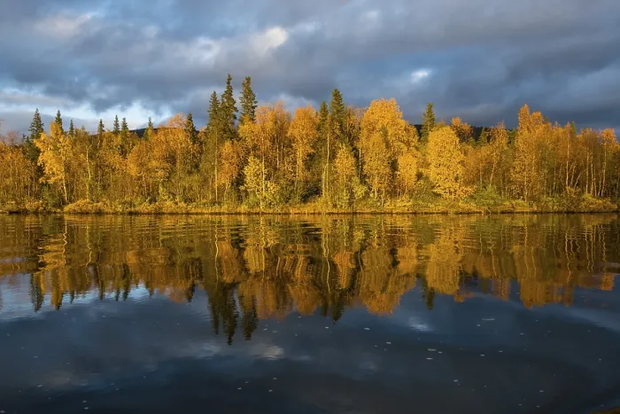 Framed Print : Autumn landscape, Mirroring, Kvikkjokk Delta