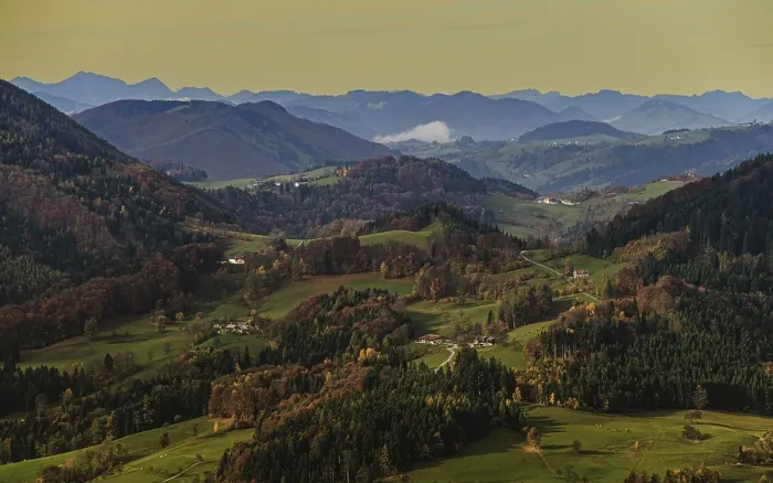Framed Print : Autumn landscape with rolling hills