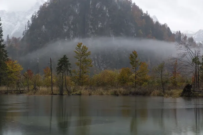 Framed Print : Autumn mood at lake Almsee, Gruenau