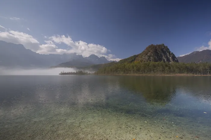 Framed Print : Autumn mood at lake Almsee, Gruenau