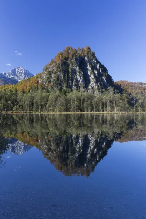Framed Print : Autumn mood at lake Almsee, Gruenau
