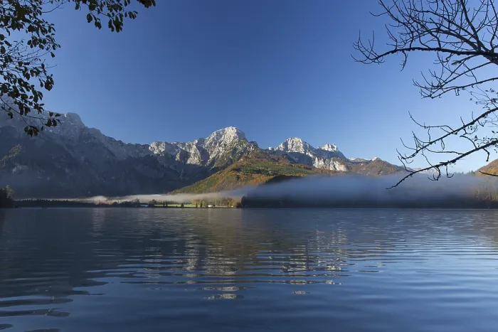 Framed Print : Autumn mood at lake Almsee, Gruenau Framed Print : Autumn mood at lake Almsee, Gruenau