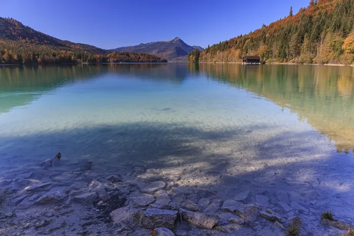 Framed Print : Autumn mood, lake, mountains, autumn colours