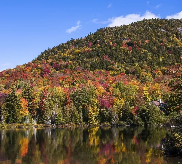 Framed Print : Autumn, Sugarloaf Pond with mountain and color change