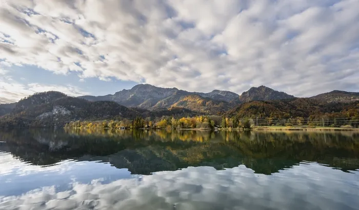 Framed Print : Autumnal mountain landscape with mountain peaks Herzogstand and Heimgarten
