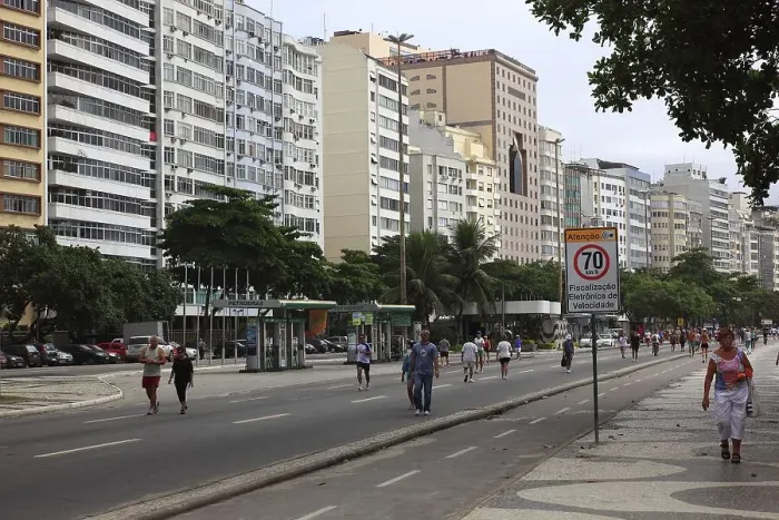 Framed Print : The Avenida Atlantica at Copacobana