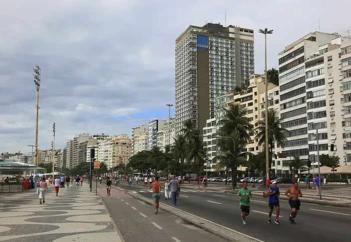 Framed Print : The Avenida Atlantica at Copacobana