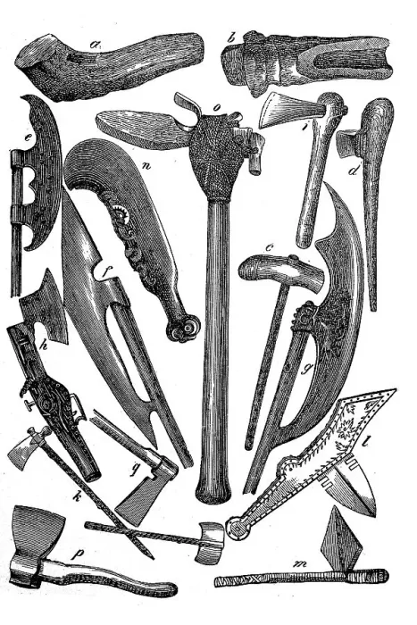Framed Print : Axes and hatchets of different times and peoples