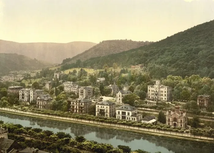 Framed Print : Bad Ems, Hesse, Germany, Historic Framed Print : Bad Ems, Hesse, Germany, Historic