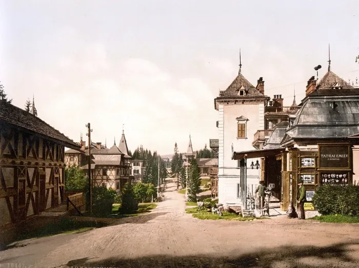 Framed Print : Bad Neu-Schmecks, today Stary Smokovec, Tatra, Austria-Hungary, Austro-Hungarian Monarchy, today Slovakia, Historical, around 1900, digitally restored reproduction from a 19th century original, now Stary Smokovec, Austro-Hungary