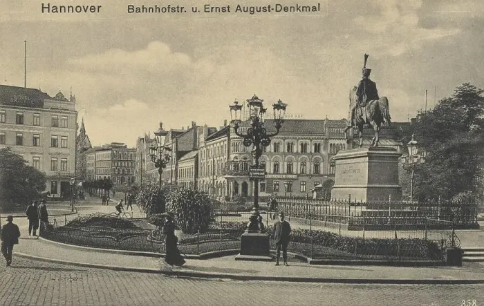 Framed Print : Bahnhofstrasse and Ernst August Monument