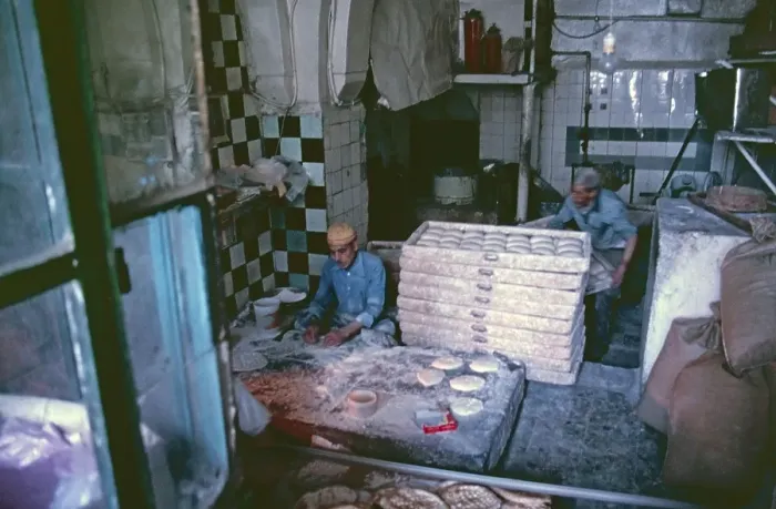 Framed Print : Baker at work, Damascus, Syria, May 1987, vintage, retro, old, historical, Asia Framed Print : Baker at work, Damascus, Syria, May 1987, vintage, retro, old, historical, Asia