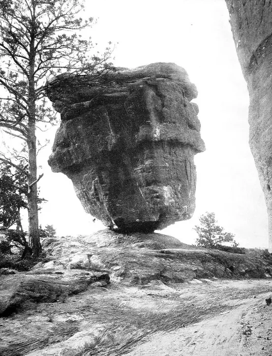Framed Print : The Balancing Rock, an erratic boulder in the New England States