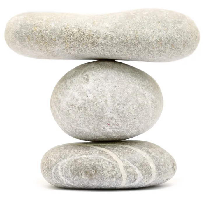Framed Print : Balancing stone tower isolated on white background