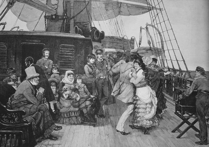 Framed Print : Ball on board a sailing ship, historical engraving Framed Print : Ball on board a sailing ship, historical engraving
